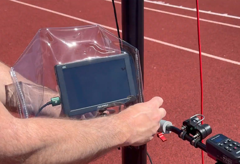 End zone camera rain cover for monitor