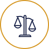 Outlined justice scales icon