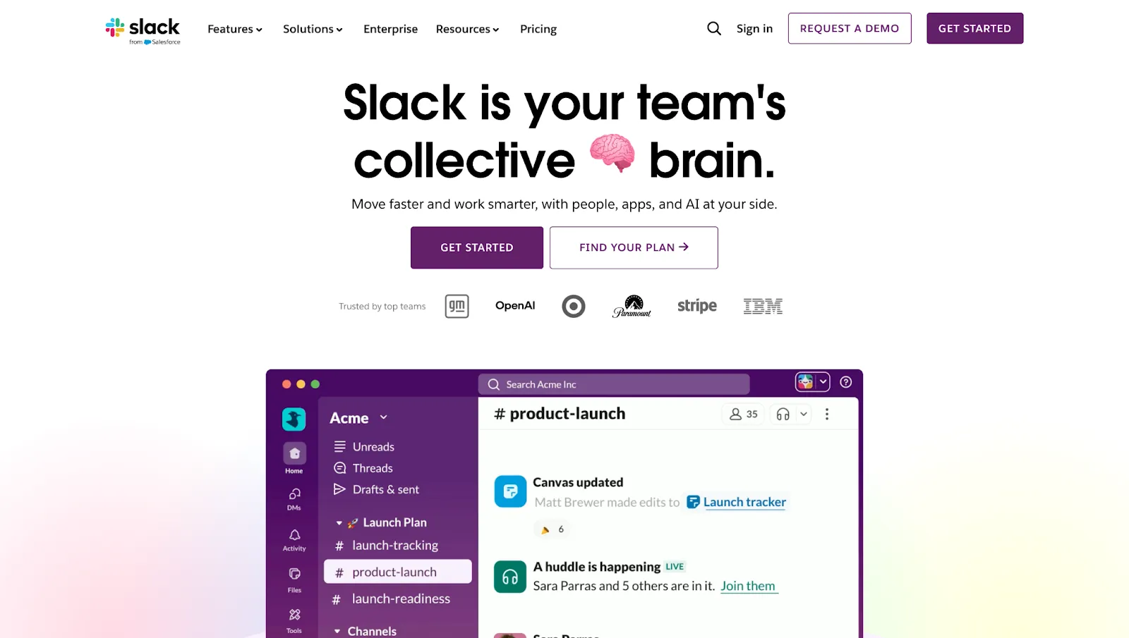 Slack interface showcasing real-time team communication