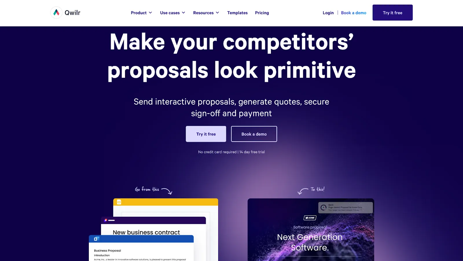 Pricing plans for Qwilir e-signature platform