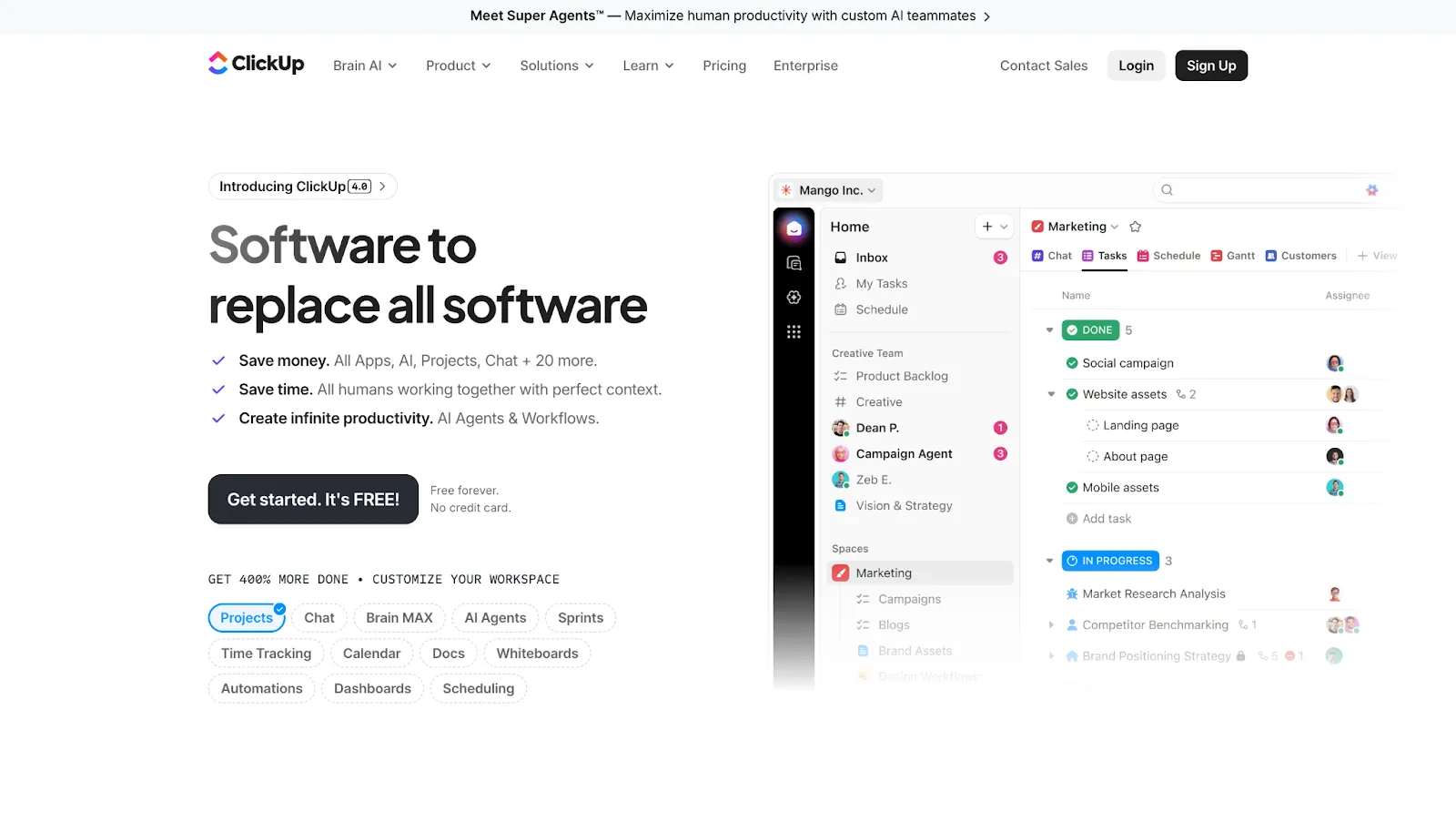ClickUp pricing plans for agencies managing clients
