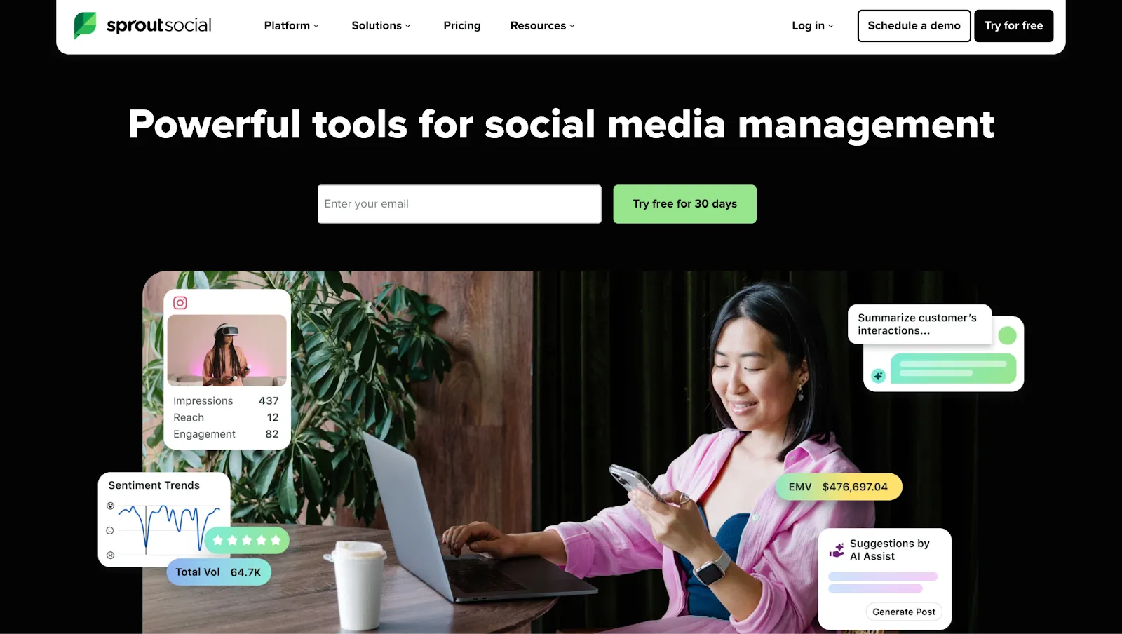 Sprout Social platform for social media management