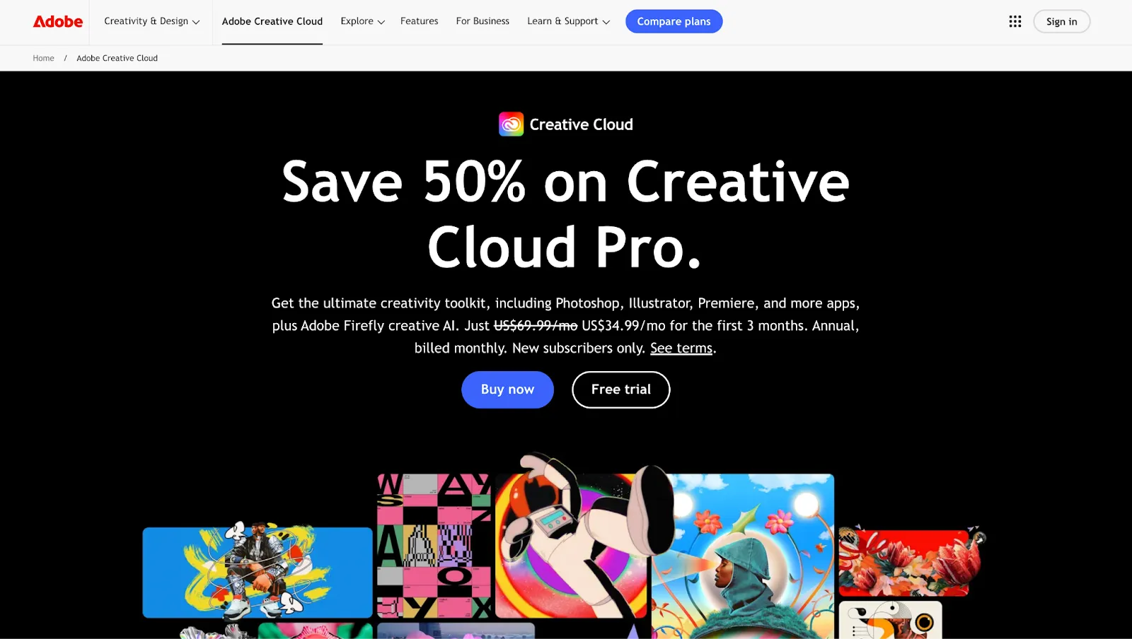 Pricing plans for Adobe Creative Cloud services
