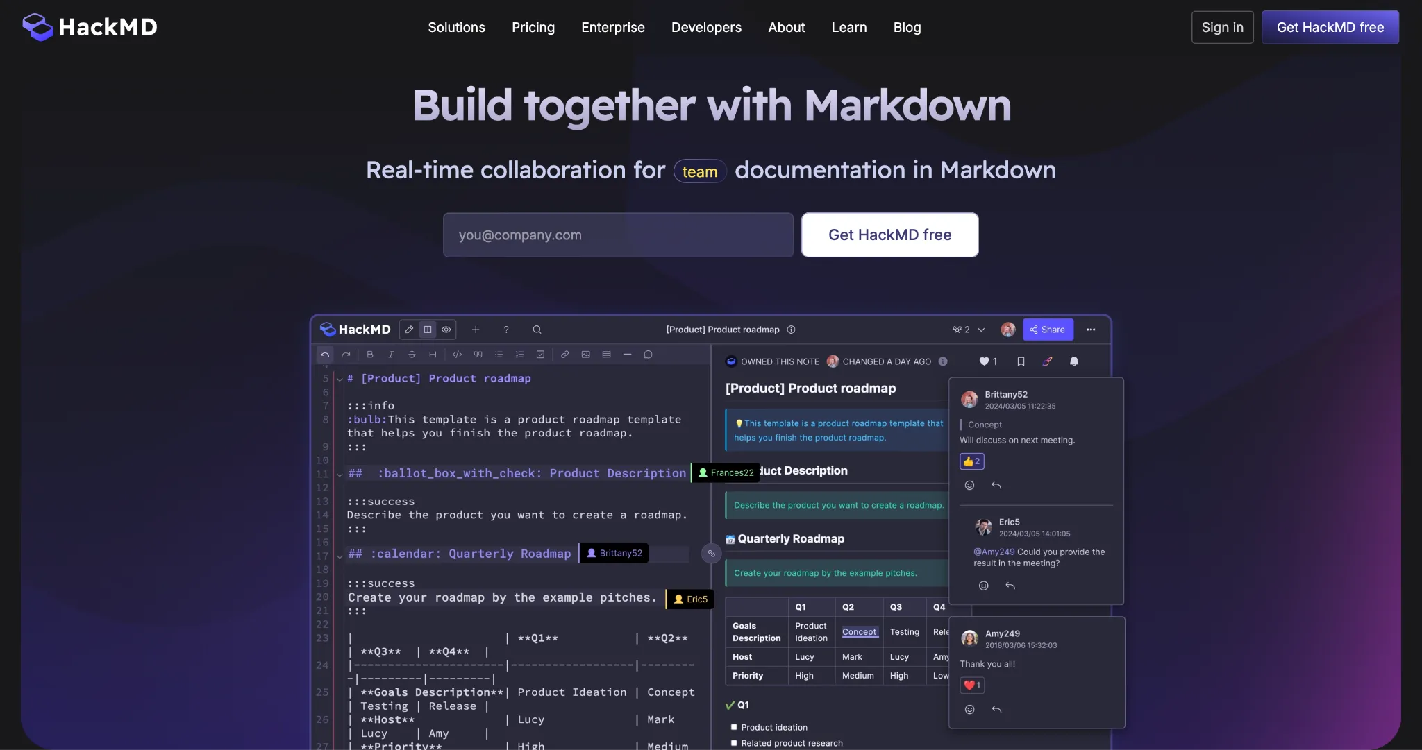 HackMD collaborative Markdown editing tool interface