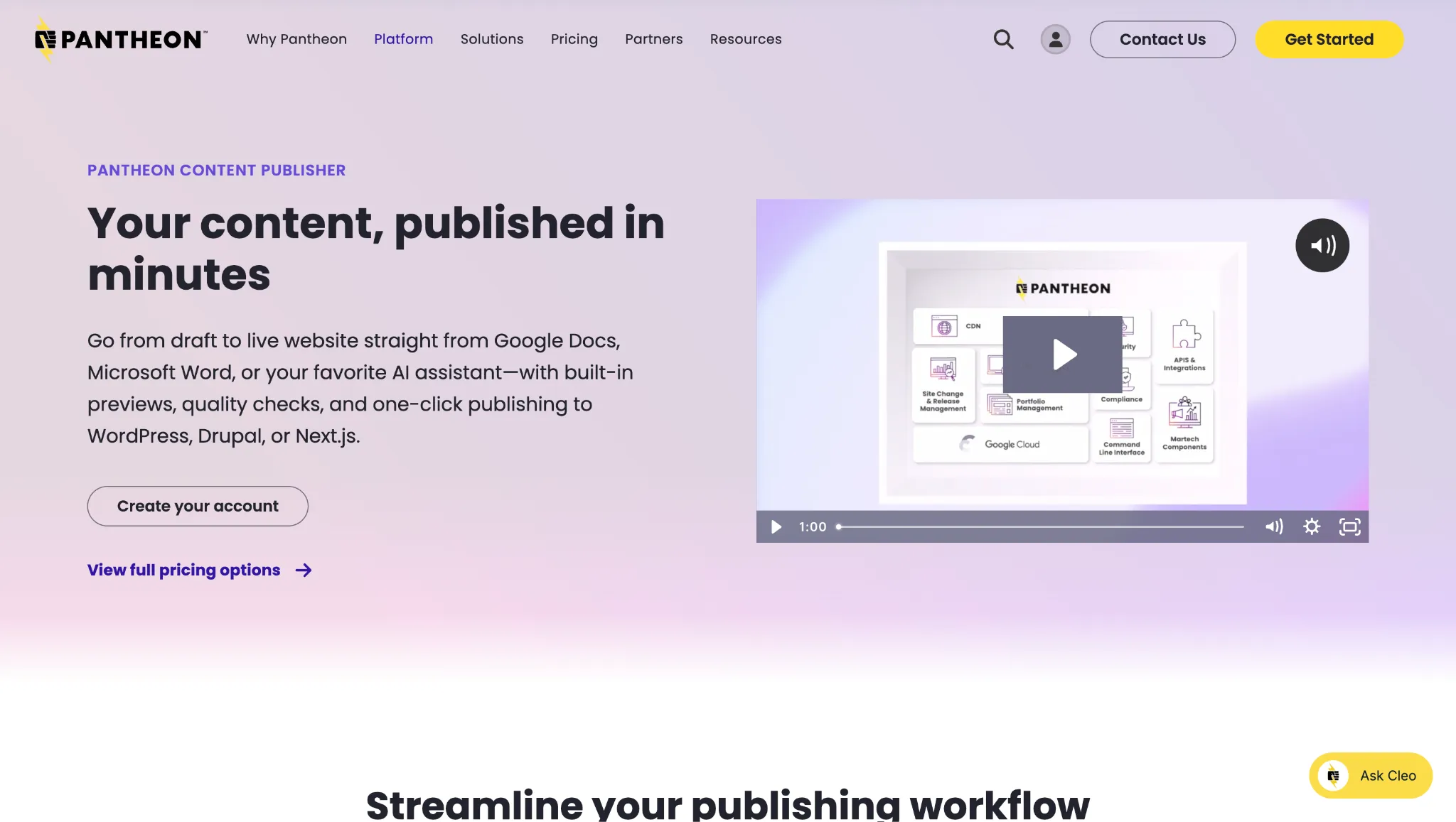 Pantheon Content Publisher interface in Google Docs