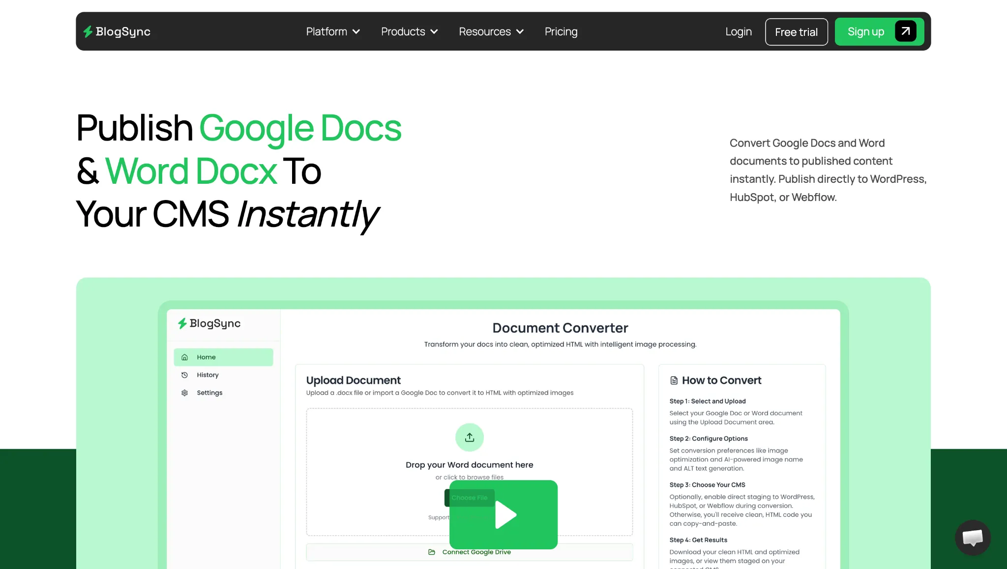 BlogSync content publishing tool interface