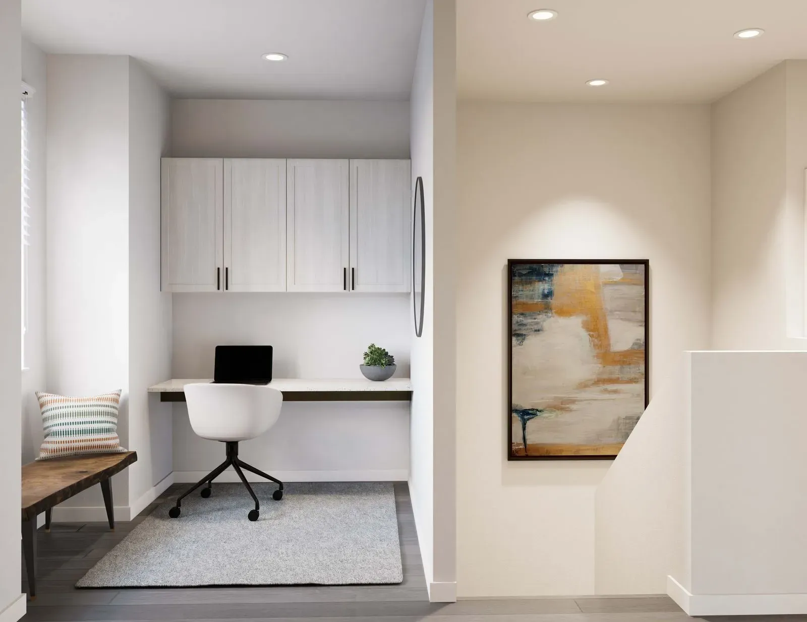 3D Rendering of Office Space with chair and computer