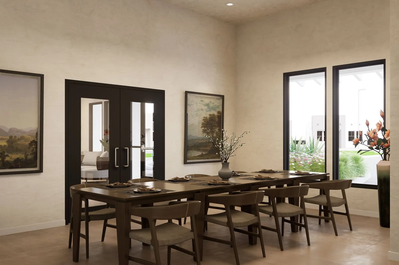3D Rendering of furnished dining area