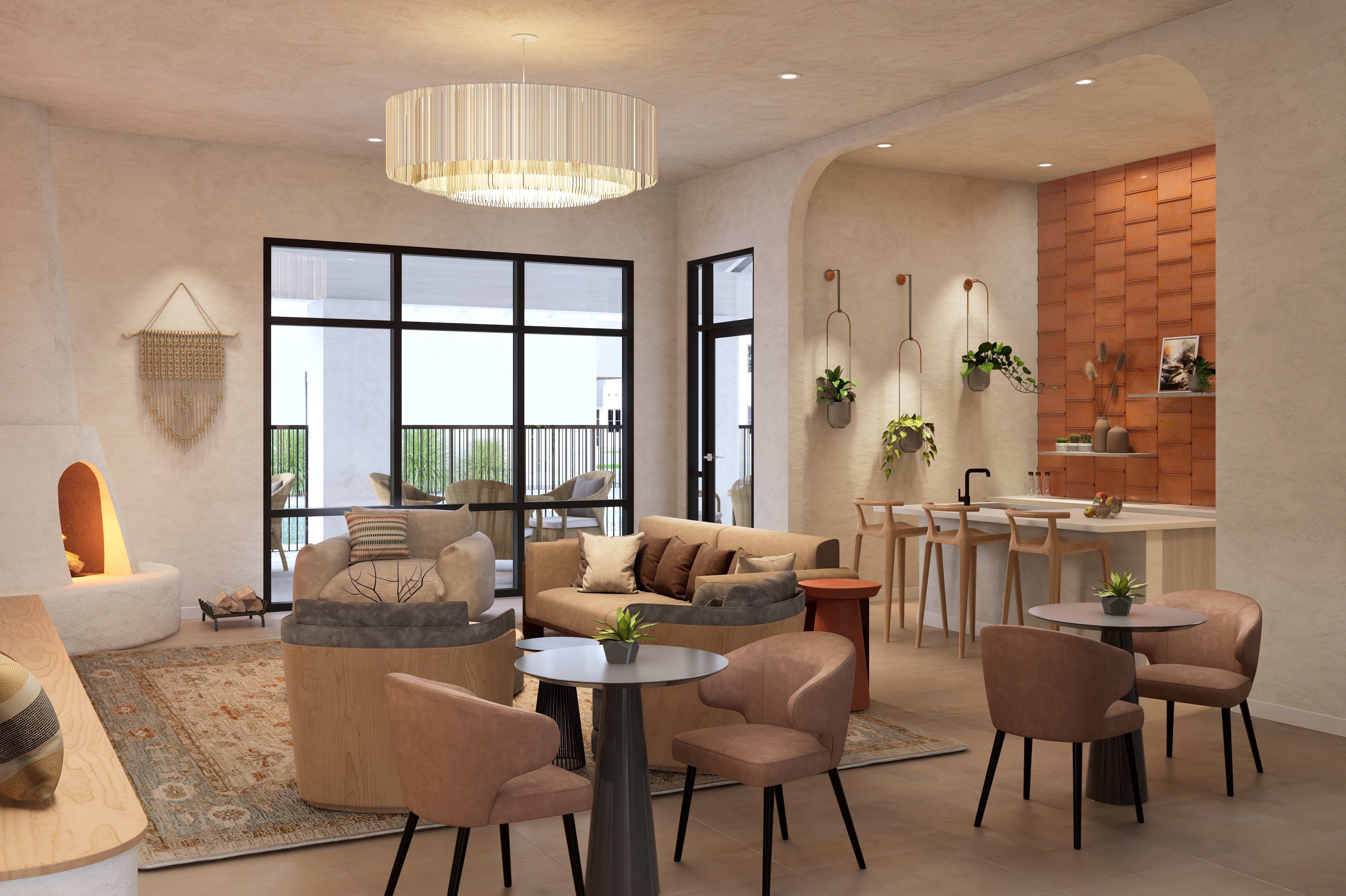 3D Rendering of furnished clubhouse