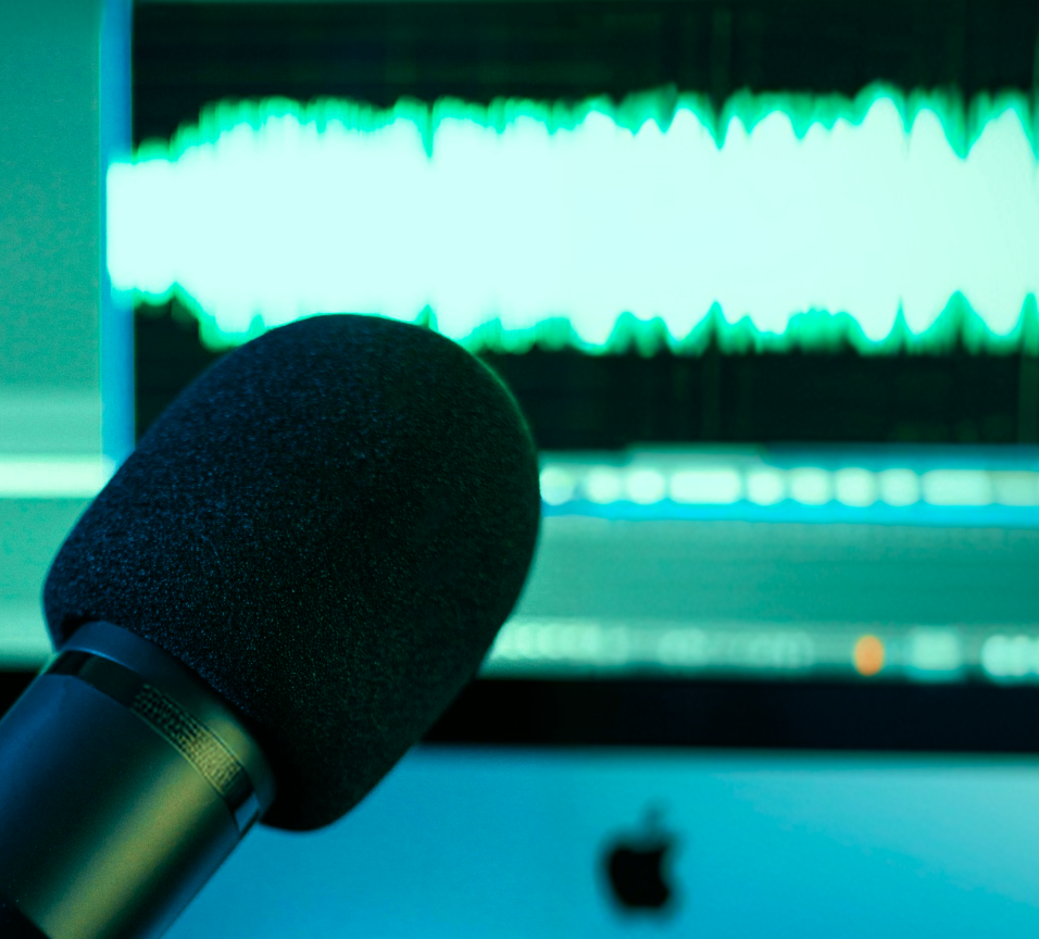 Studio microphone representing AI voice cloning