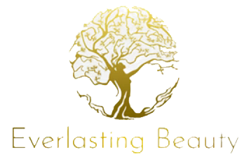 Gold stylized tree inside a circle with the text 'Everlasting Beauty' below it.