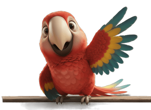 Polly, the friendly AskPolly parrot, waving