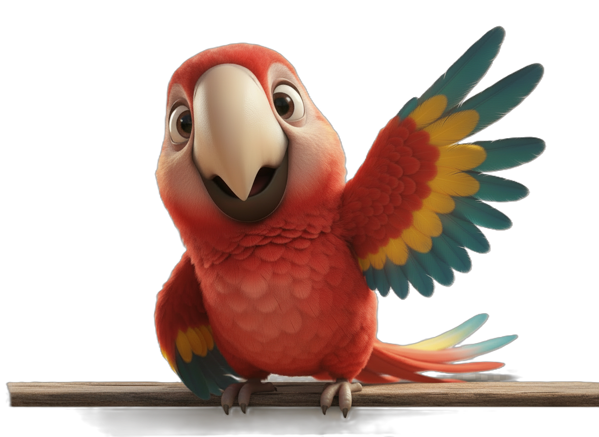 Polly, the friendly AskPolly parrot, waving