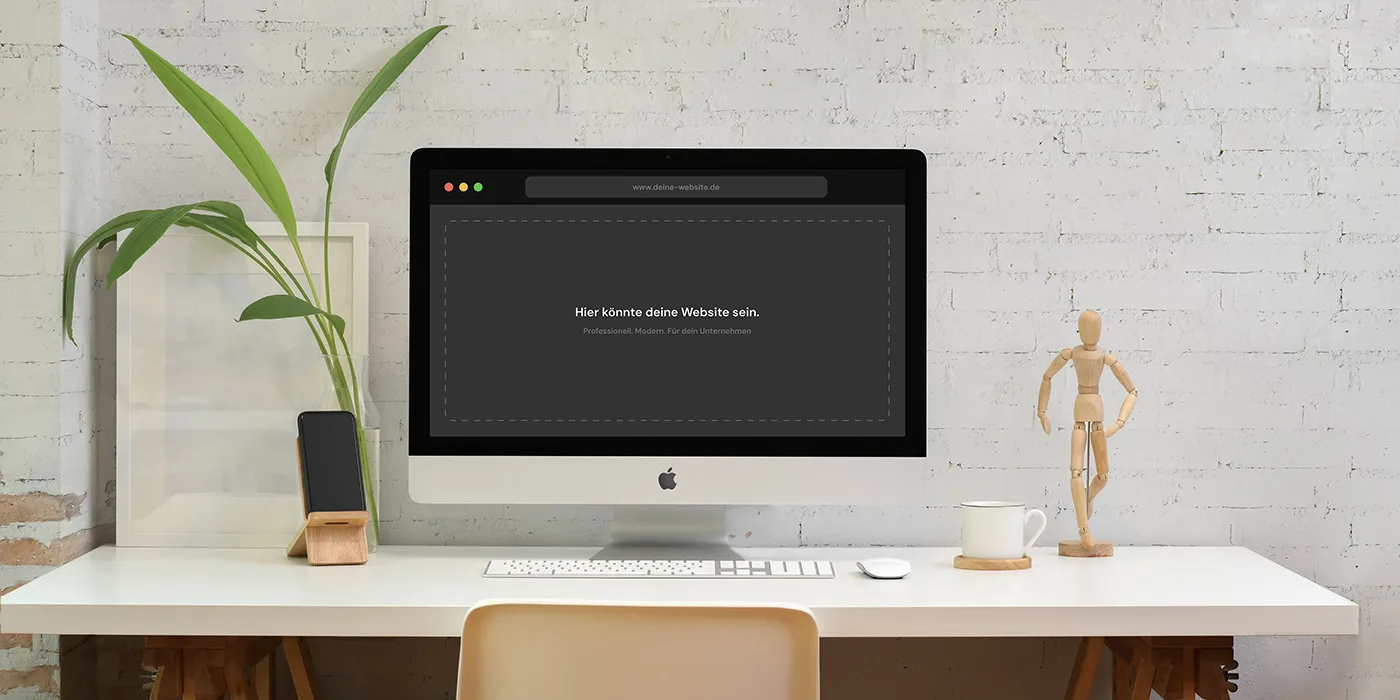iMac mit Platzhalter-Website und dem Text Hier könnte deine Website sein – professionelles Webdesign von Transform Web