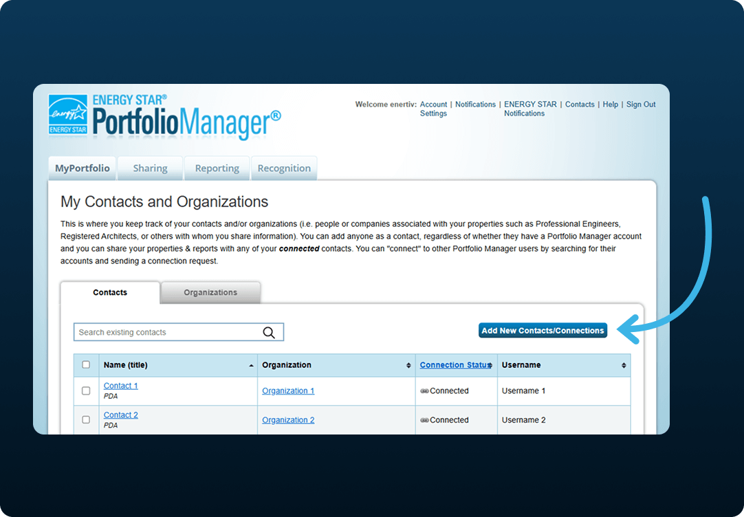ESPM My Contacts page