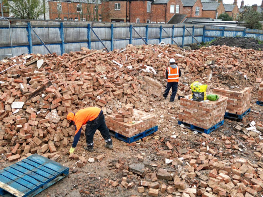 Reclaiming bricks from the former Melton Mowbray Hospital redevelopment