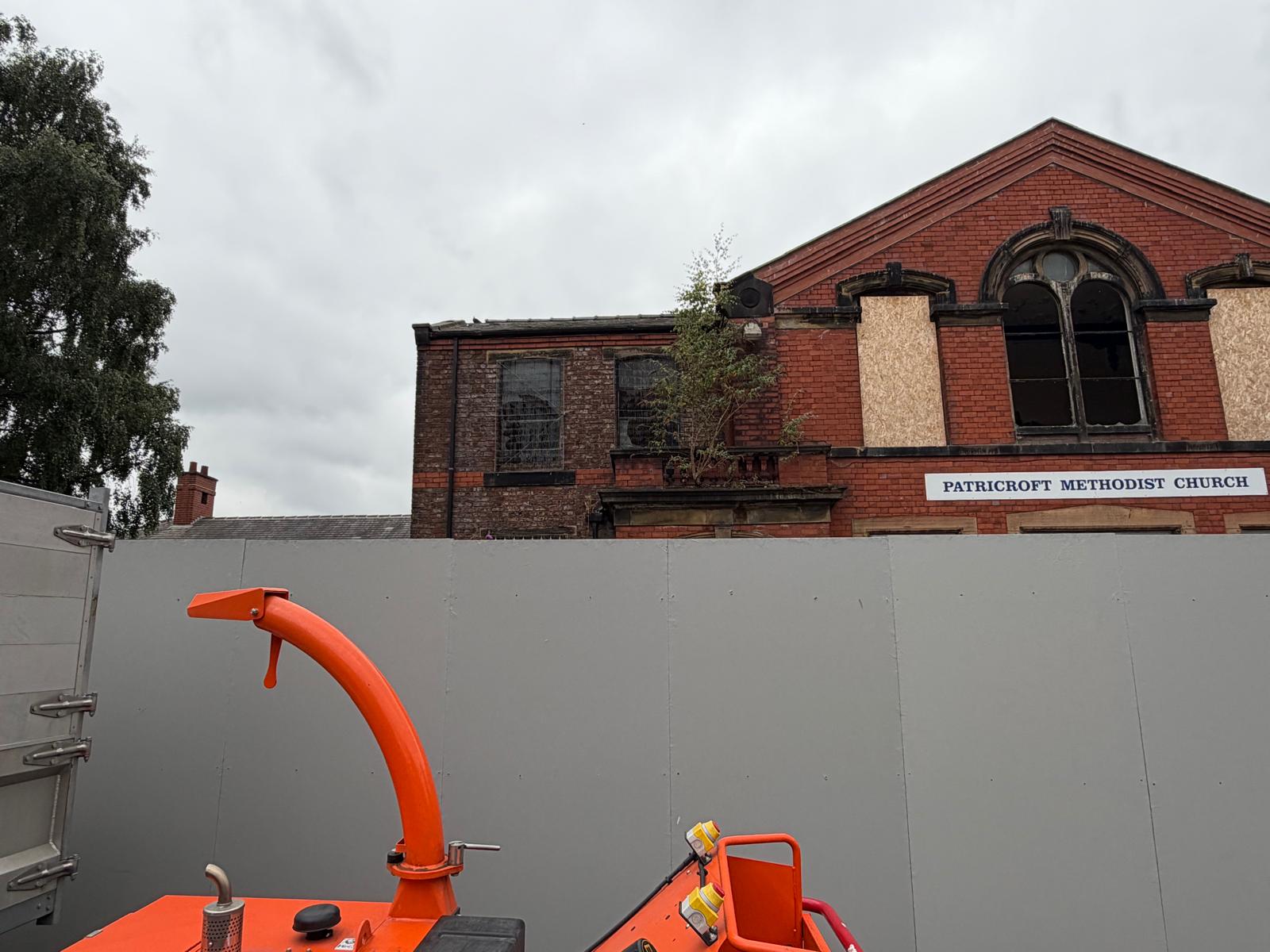 Demolition of a former Methodist church on Alexandra Road, Eccles, Manchester — Jim Wise Demolition