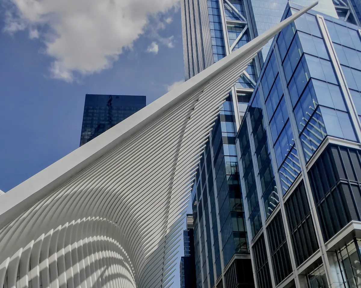 Towering glass and steel modern city architecture, representing the structured framework of a disciplined process.
