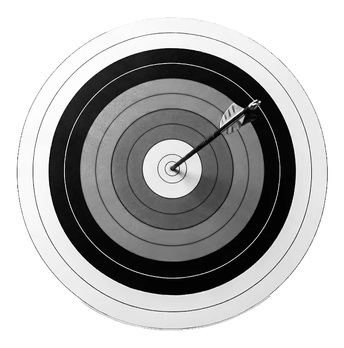 An arrow hitting the dead center of a target, capturing the concept of disciplined, intentional pipeline development rather than guesswork.