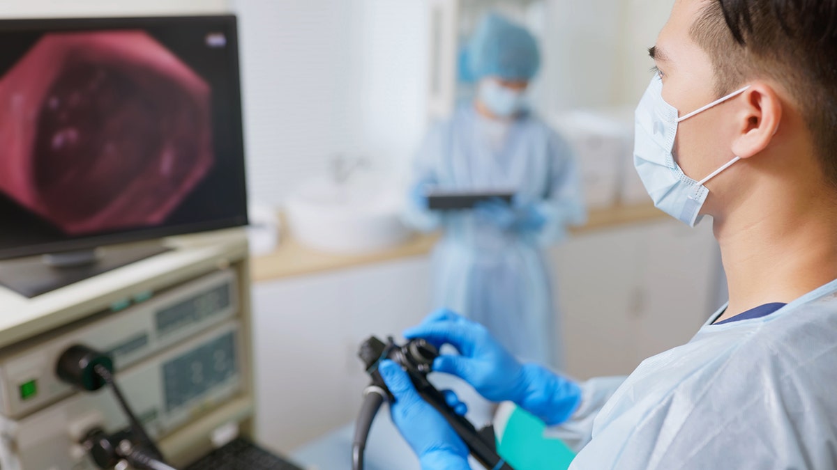 doctor examining colonoscopy view