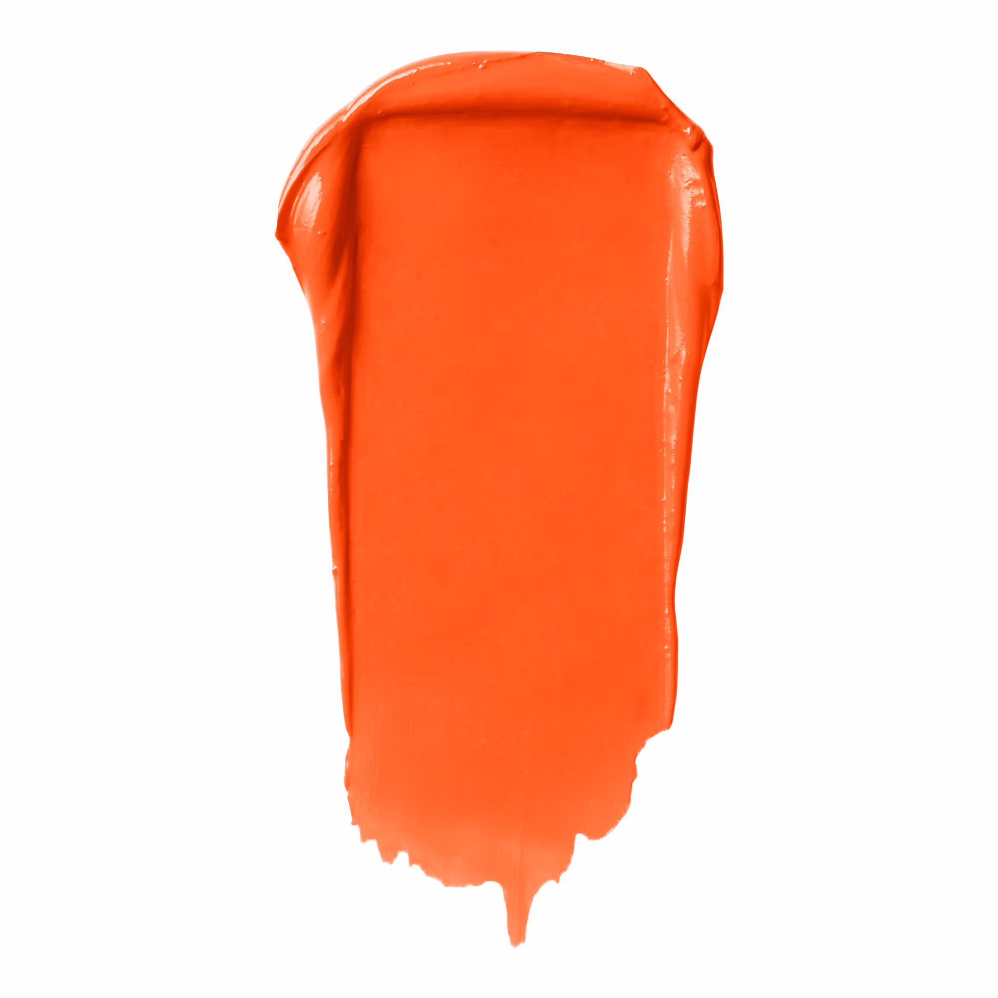 Thick orange cosmetic swatch on a white background