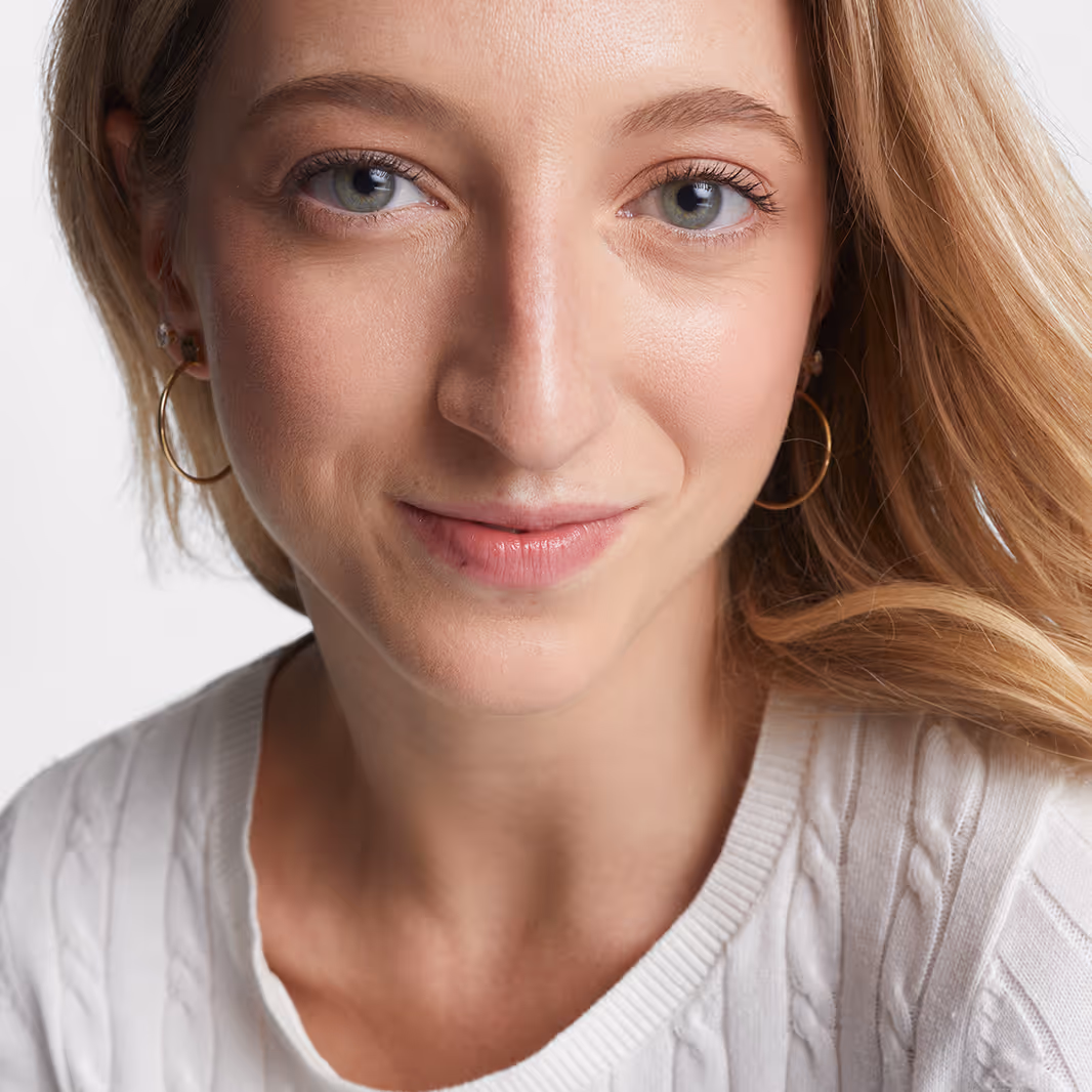 Close-up portrait of a woman with natural skin texture