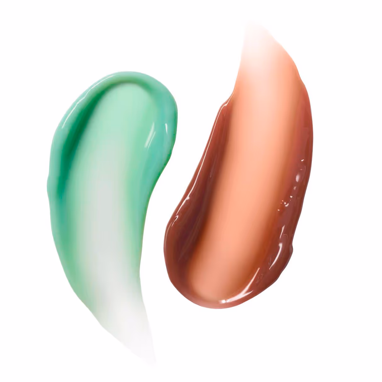 Green and bronze cosmetic cream swatches