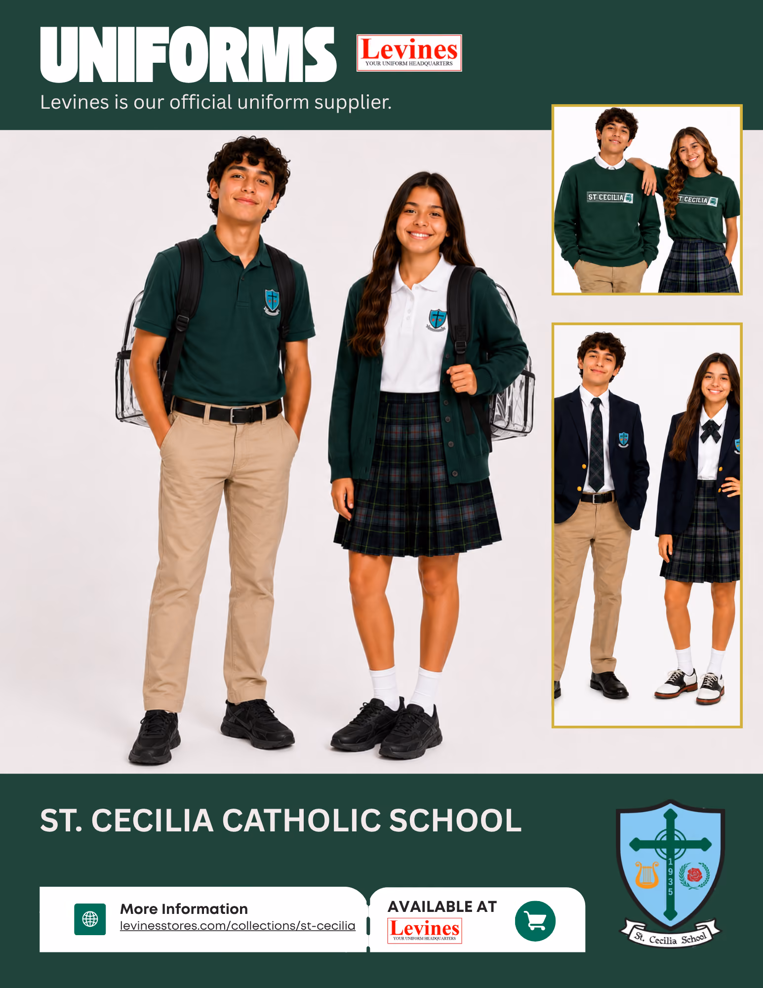 St Cecilia Catholic School students modeling required uniforms from Levines
