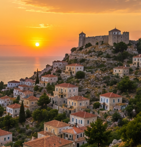[background image] image of aerial view over popular travel destination 1