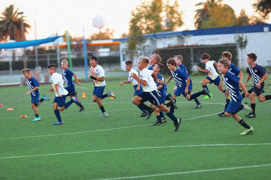 Kids doing running drill during the Legends SC practice