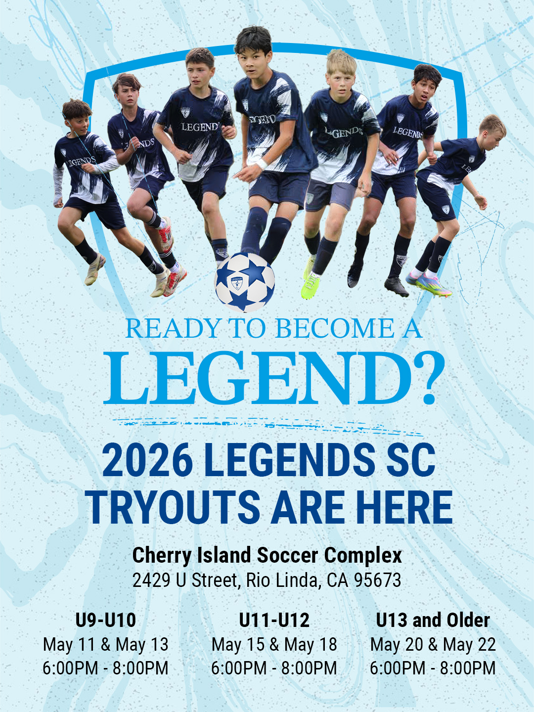 Legends SC tryout poster