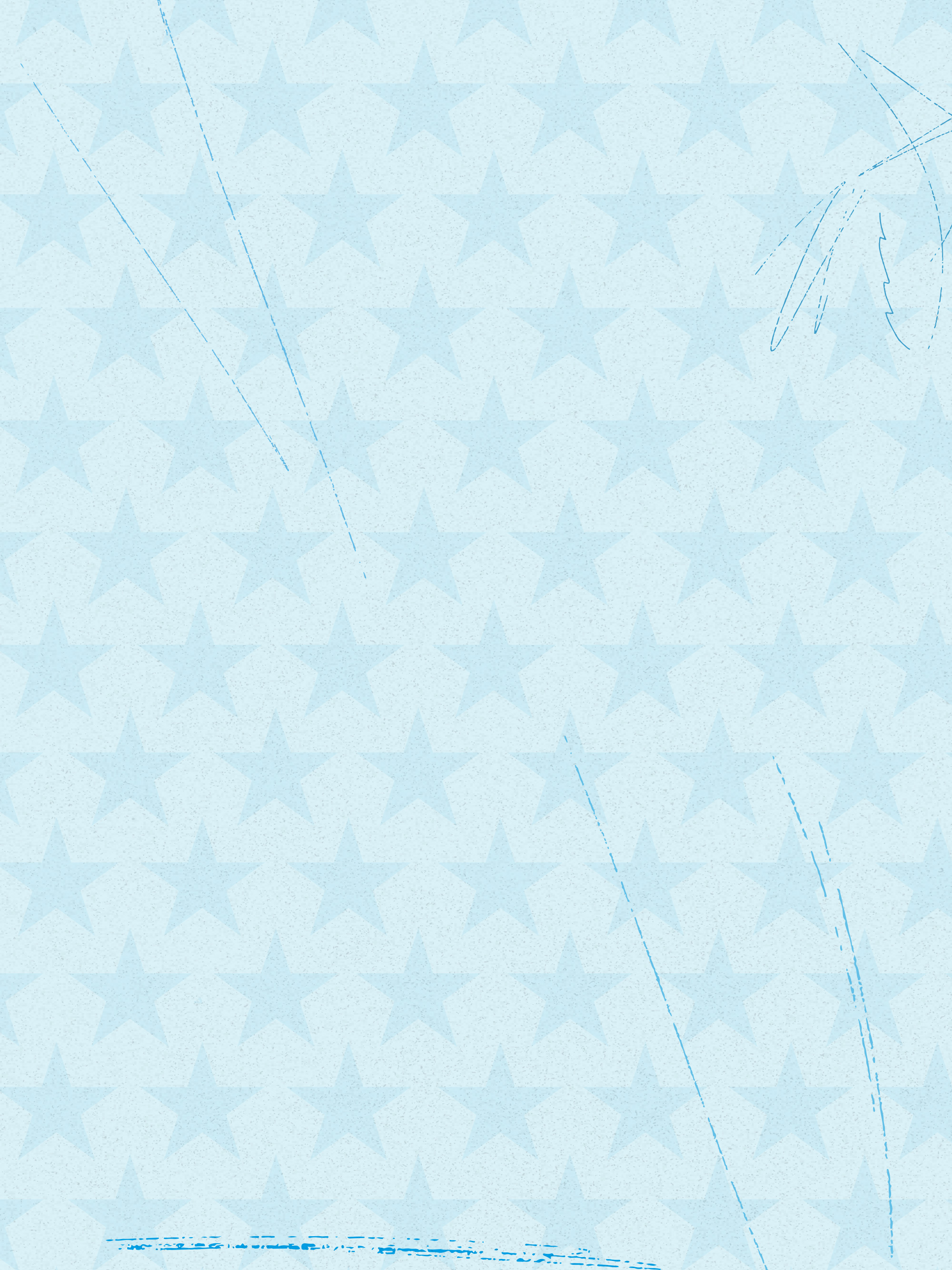 Light blue background with a subtle pattern of stars and faint blue sketch lines.