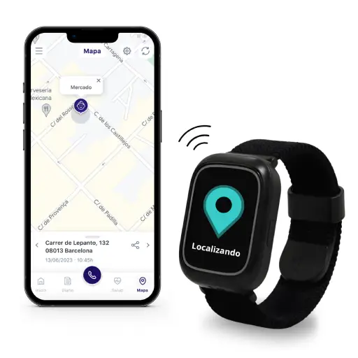 El reloj incorpora un localizador configurable en frecuencia con aviso de entrada y salida de sitios habituales y llamará cuando salga de la zona de seguridad.