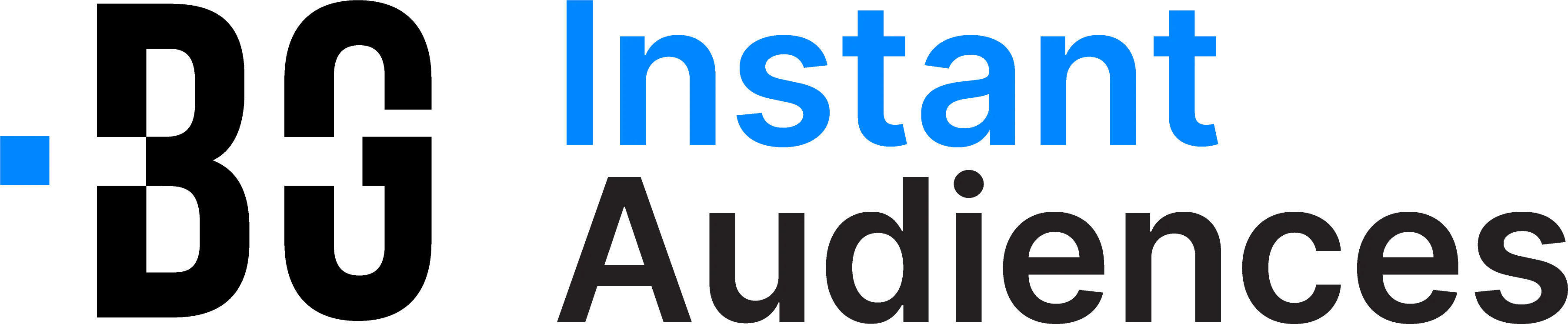 Logo with the text Instant Audiences, where 'Instant' is in blue and 'Audiences' is in black.