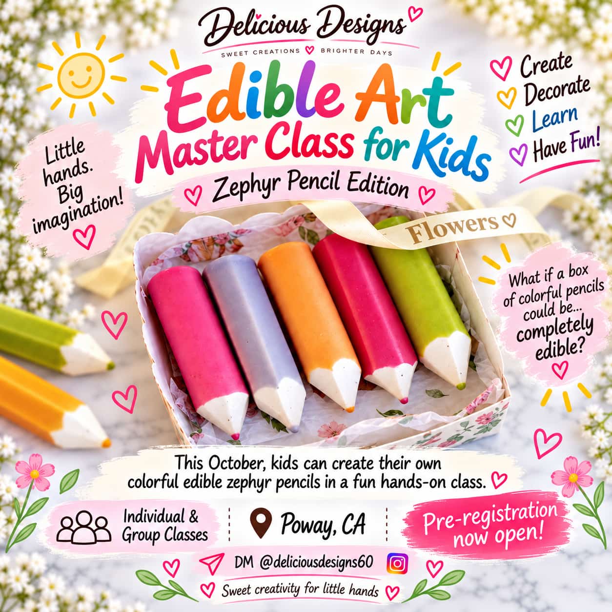 Edible Art Master Class for Kids — Zephyr Pencil Edition, individual and group classes in Poway