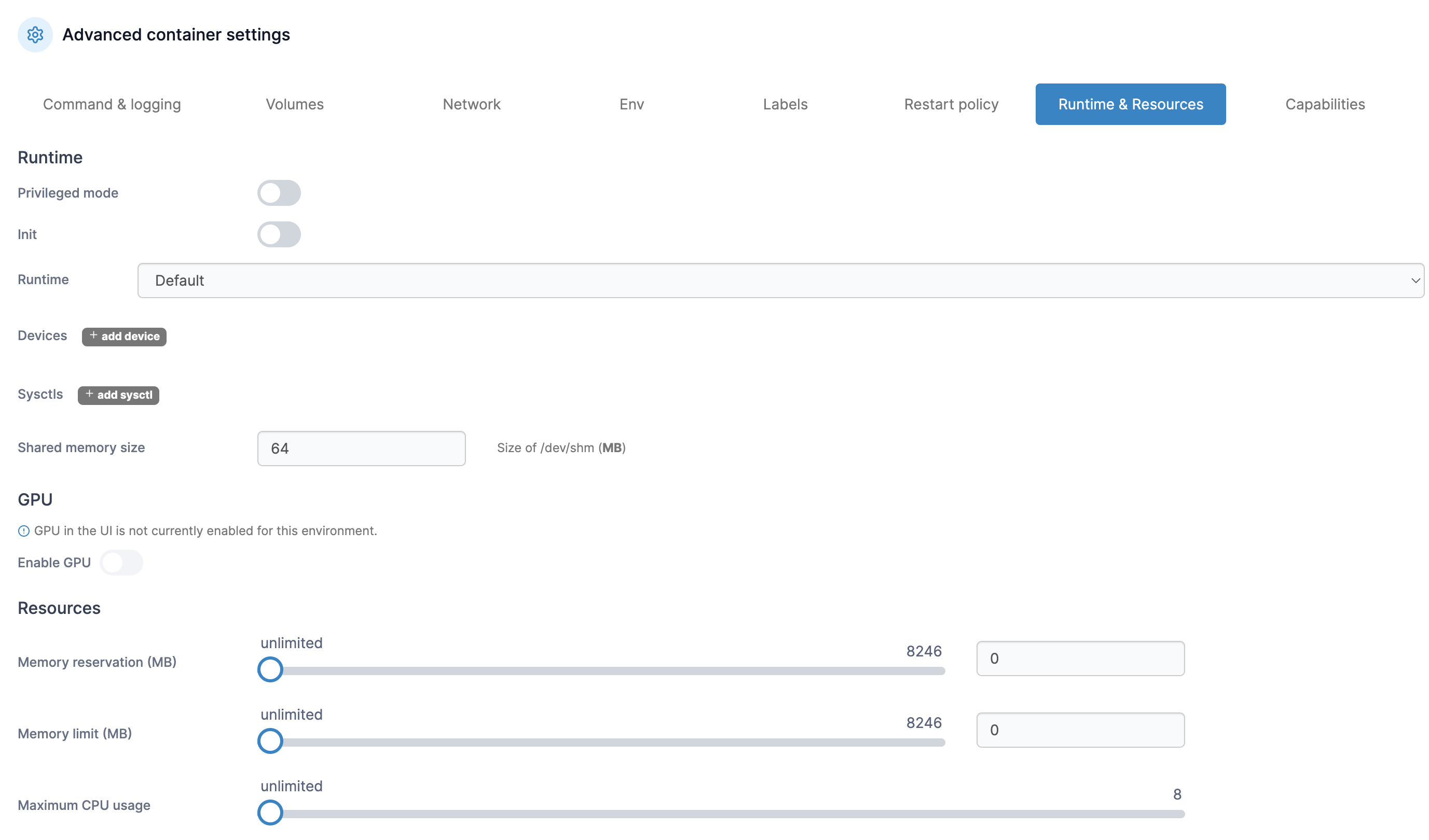 Docker Resource Reservations