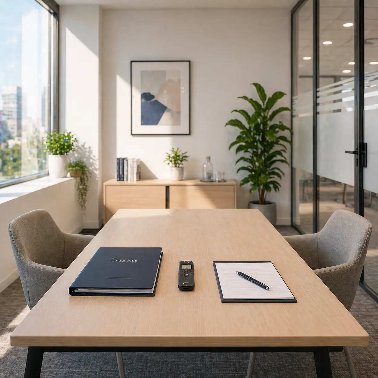 Office Desk with minimal decoration to conduct interviews