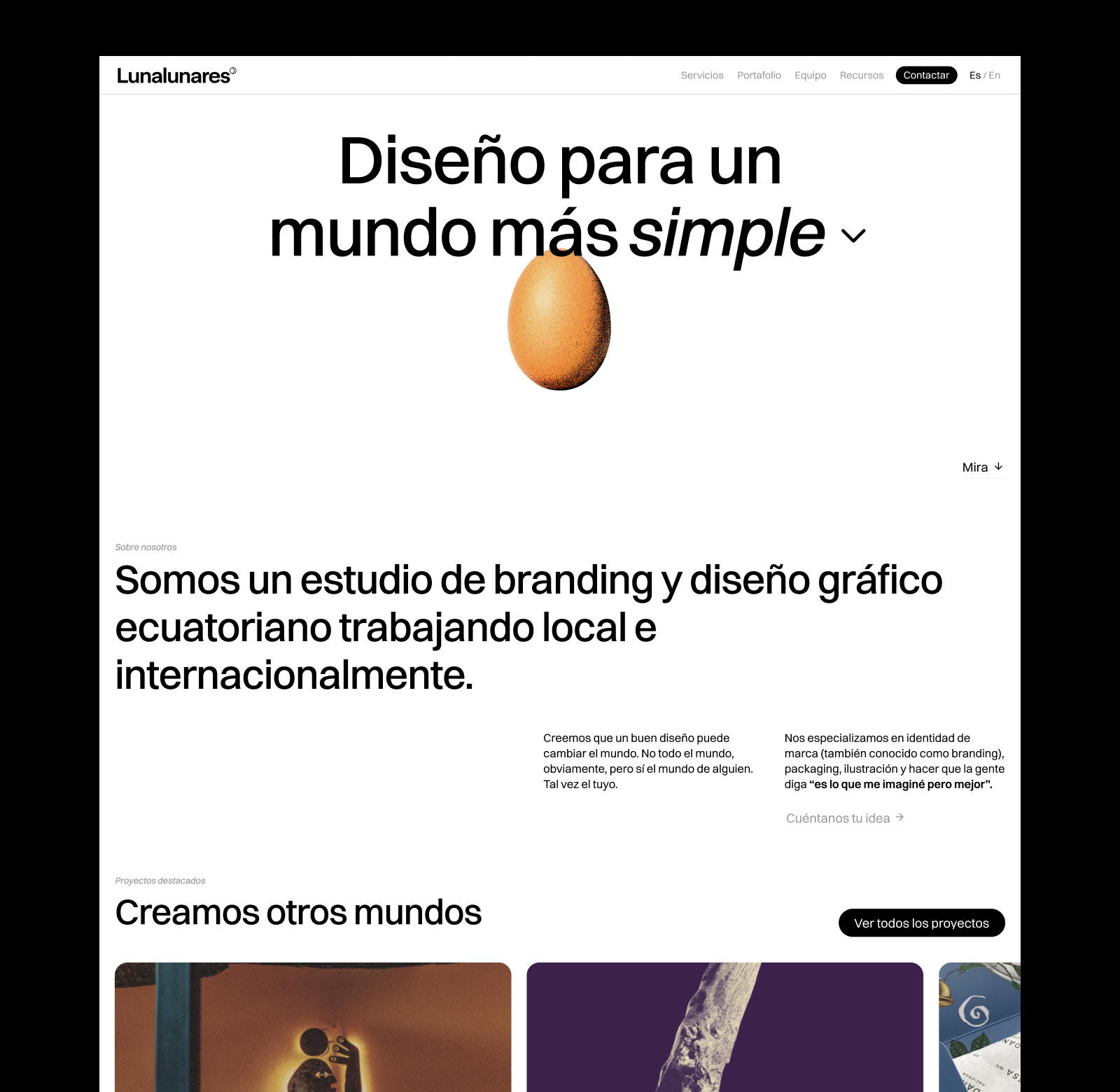 Diseño y desarrollo web para Lunalunares, un sitio creado por Intacto Studio con estética simple, clara y una experiencia visual memorable.