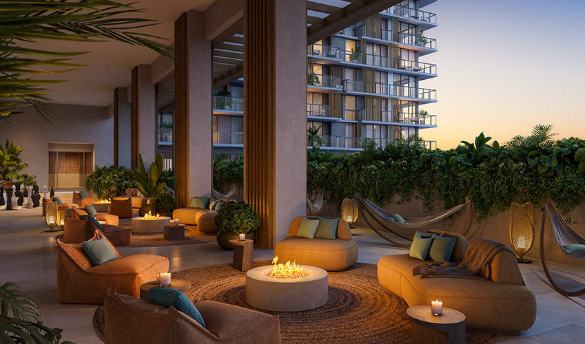 The William Residences private balcony with glass railings overlooking North Miami Beach
