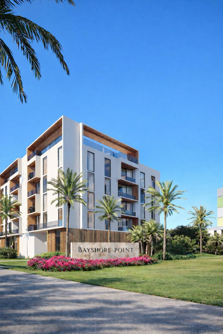 Rendering of Bayshore Point, a five-story boutique condominium with 20 three-bedroom residences in Miami's Upper East Side at 7880 NE Bayshore Court