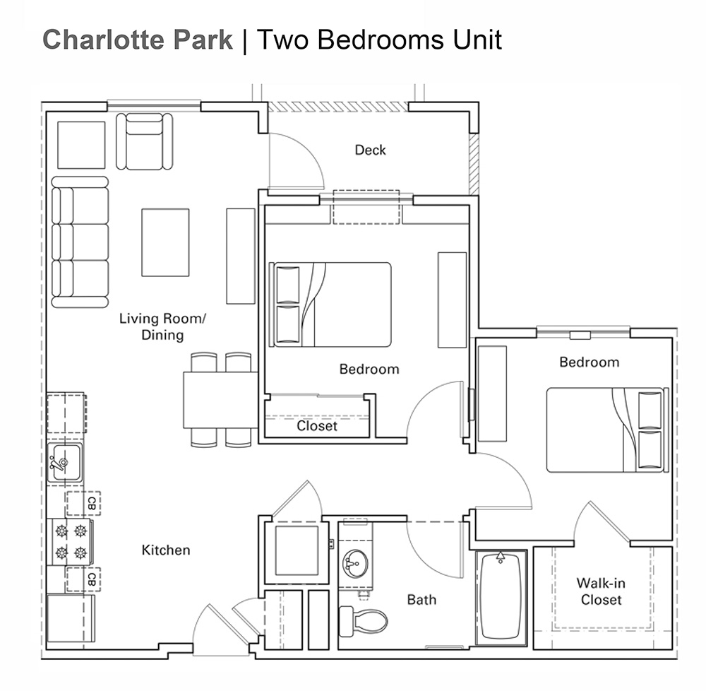 2x1 floor plan at Charlotte Park Apartments