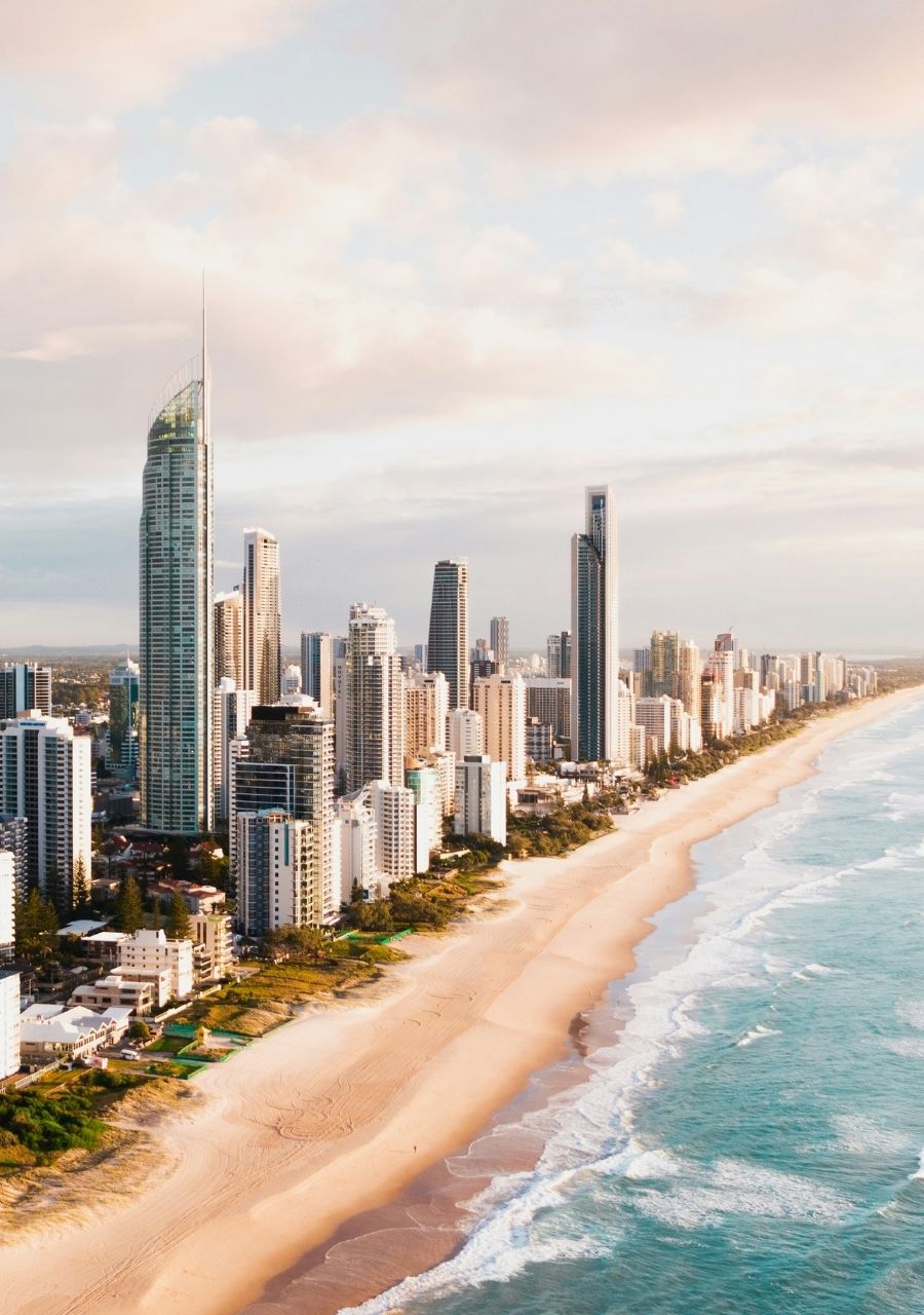 Gold Coast high rise apartments along the beachfront