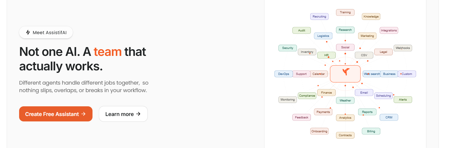 An image showing an AI call center agent, AssistifAI’s homepage.