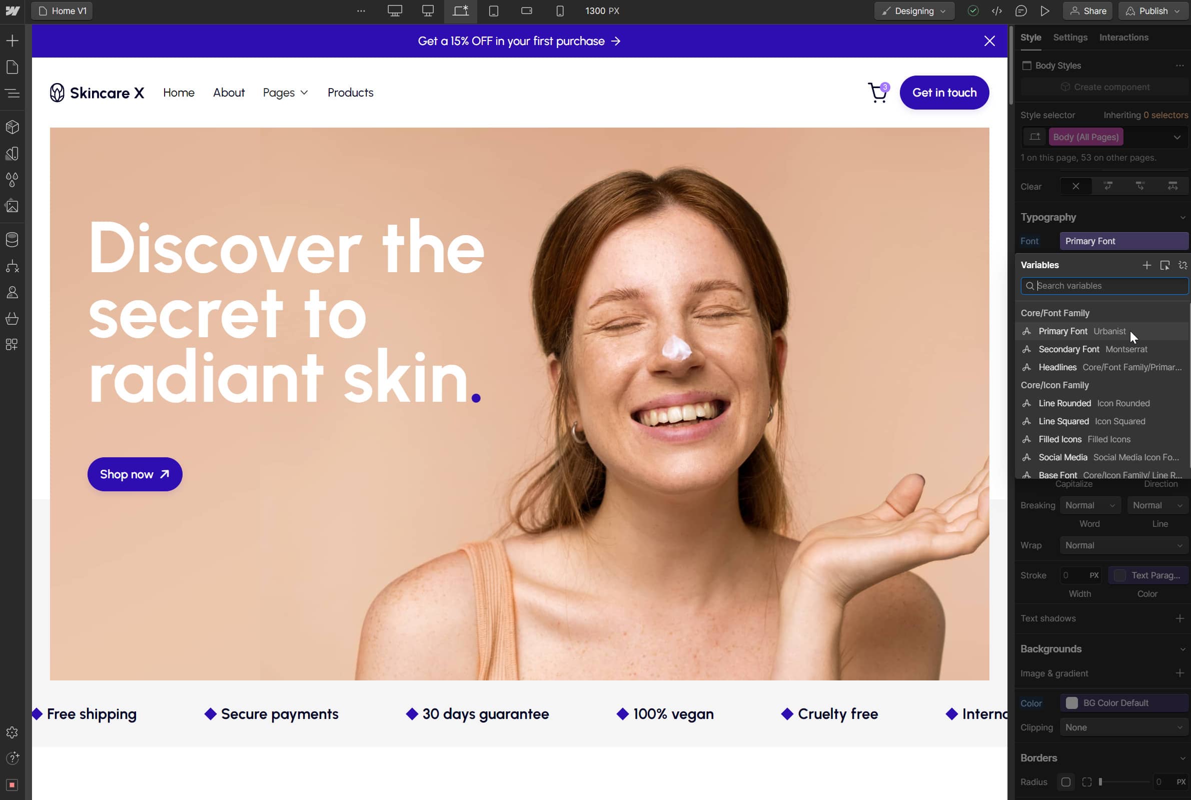 Typography - Skincare X Webflow Template