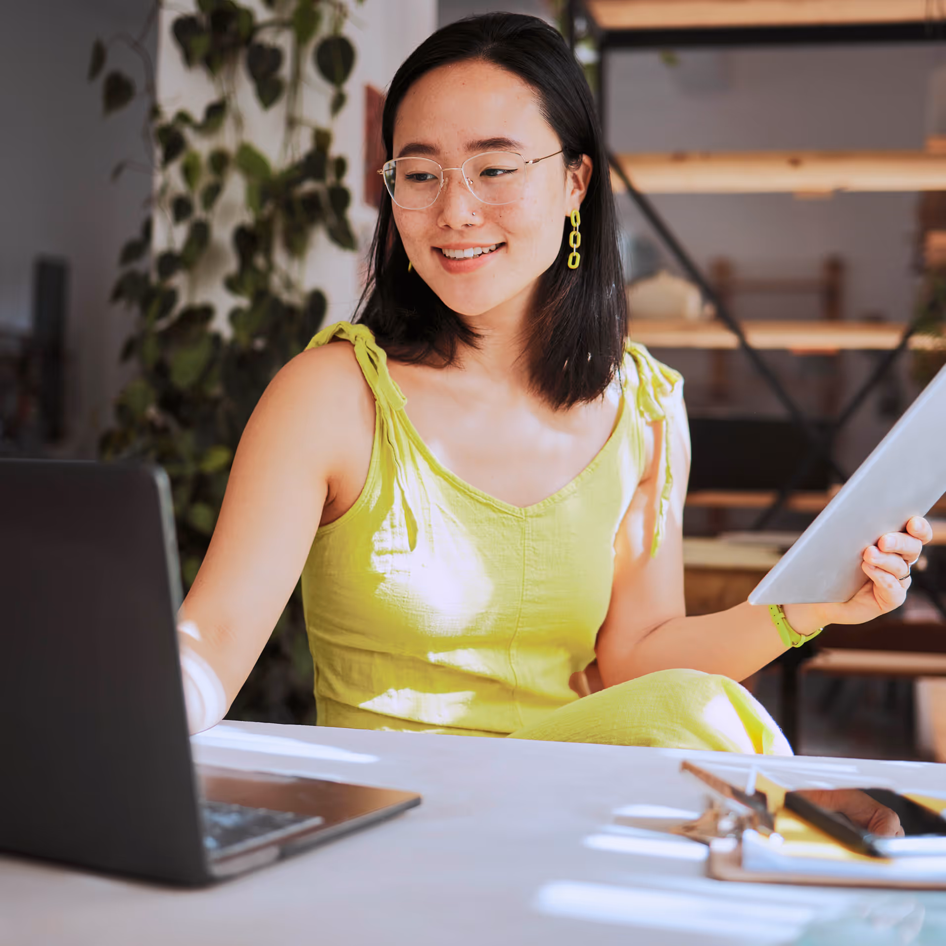 Woman working at laptop