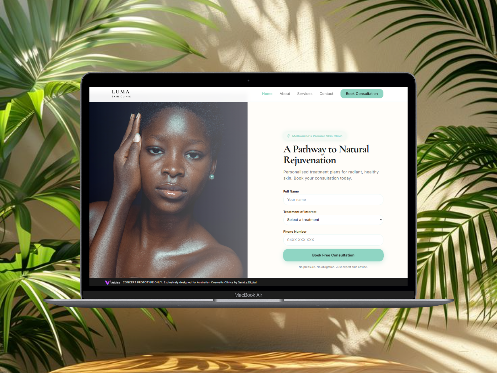 Fresh and vibrant medical-grade web design strategy for Melbourne skin and laser clinics, featuring high-conversion lead capture forms.