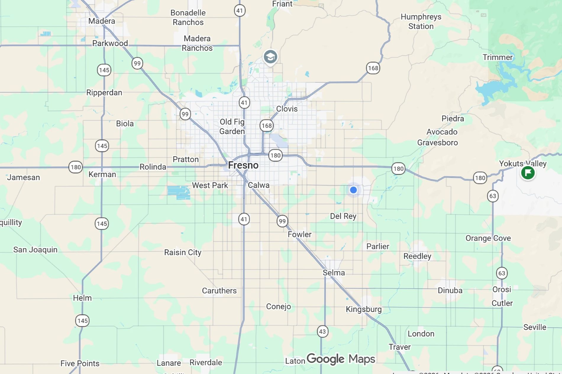 Map of Fresno California showing local area for small business SEO targeting