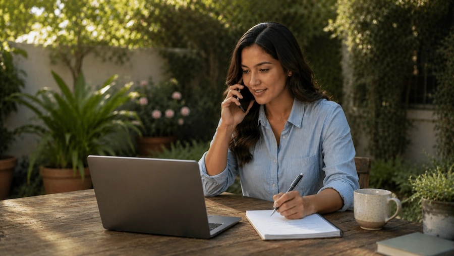 A woman checking her new website for her small business in fresno, ca.