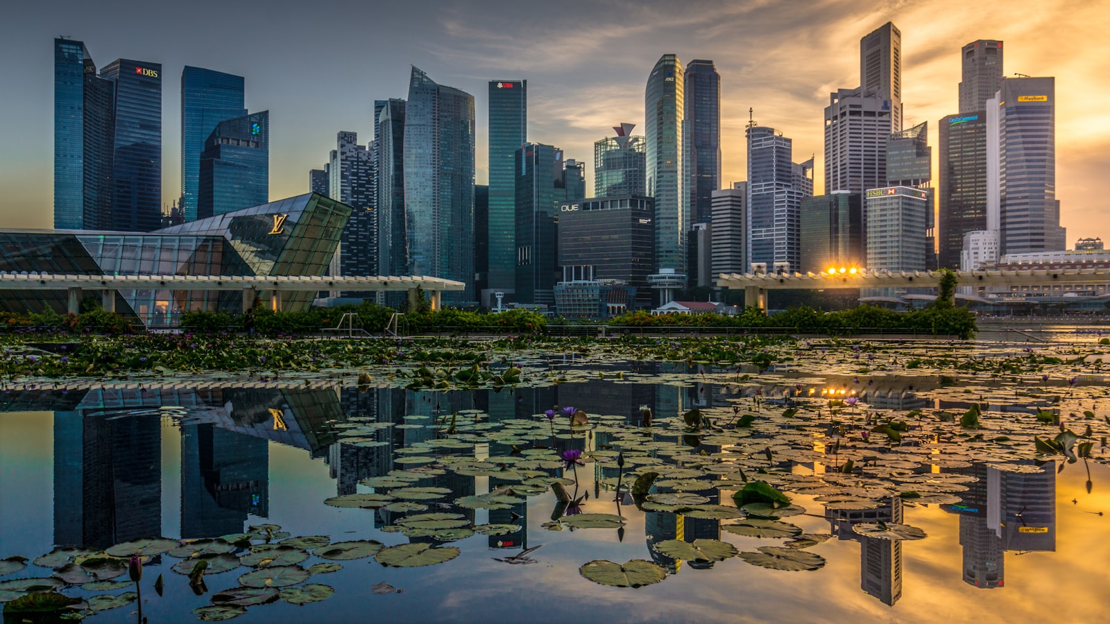 Raffles Place financial district in Singapore by day