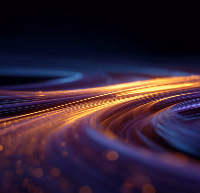 Abstract golden particle flow representing 500,000 hours of expert advisory delivered